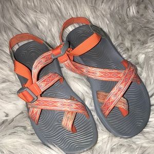 Chaco women’s orange and gray sandals